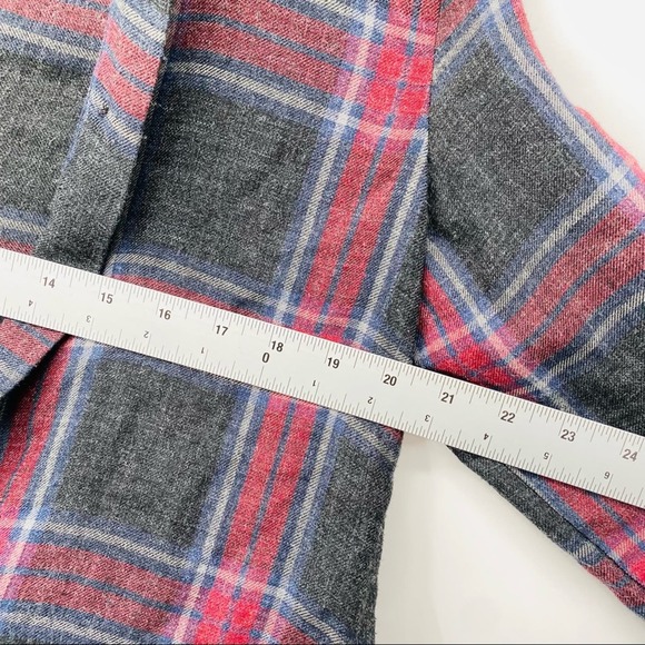Zara Red Gray Plaid Print Large Pocket Tunic Top XS - Picture 4 of 6